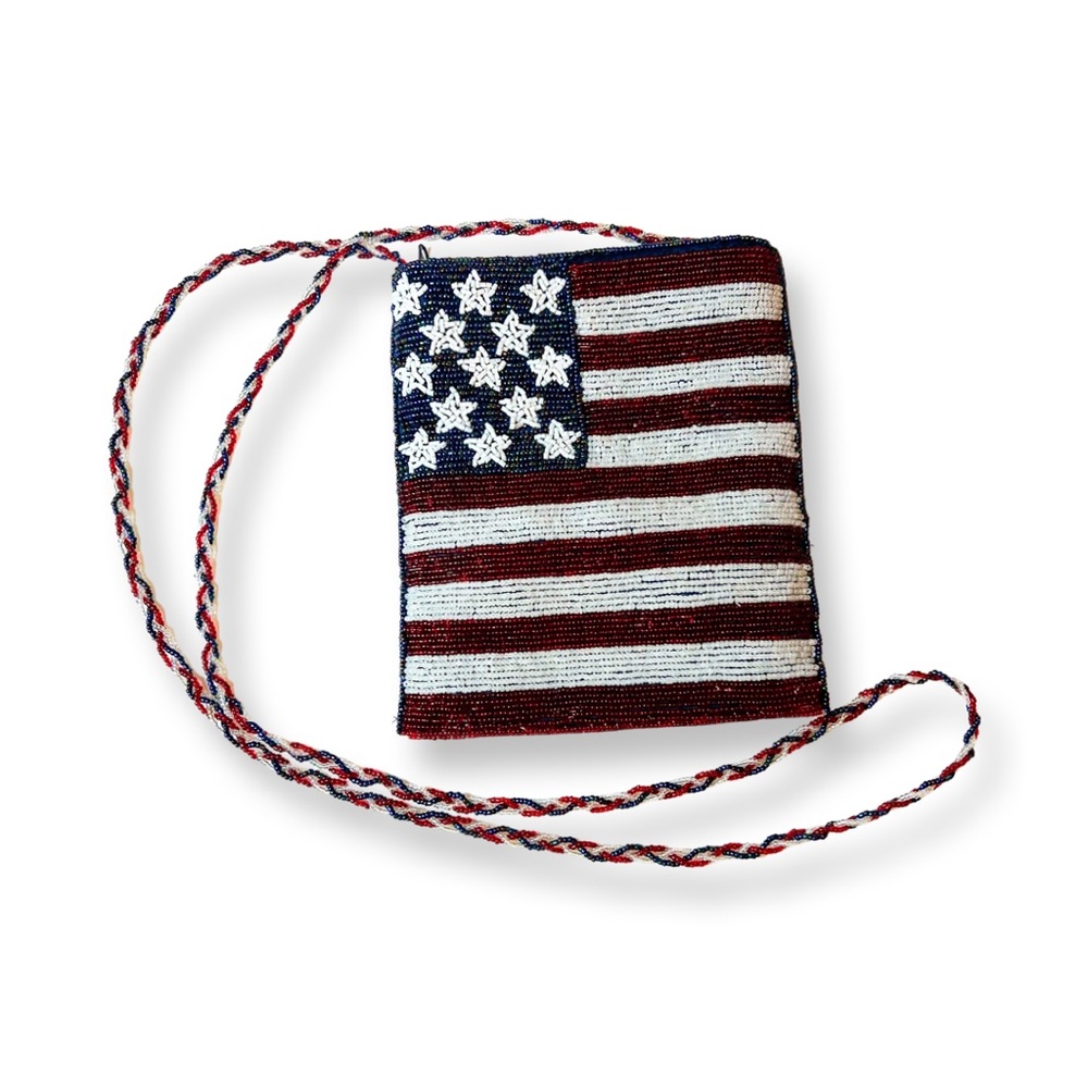 Vintage ERMO beaded American Flag Evening Bag